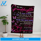 Personalized Blanket, Butterfly Letter To My Granddaughter In Life May Take You I Pray You'Ll Always Be Safe Fleece Blanket