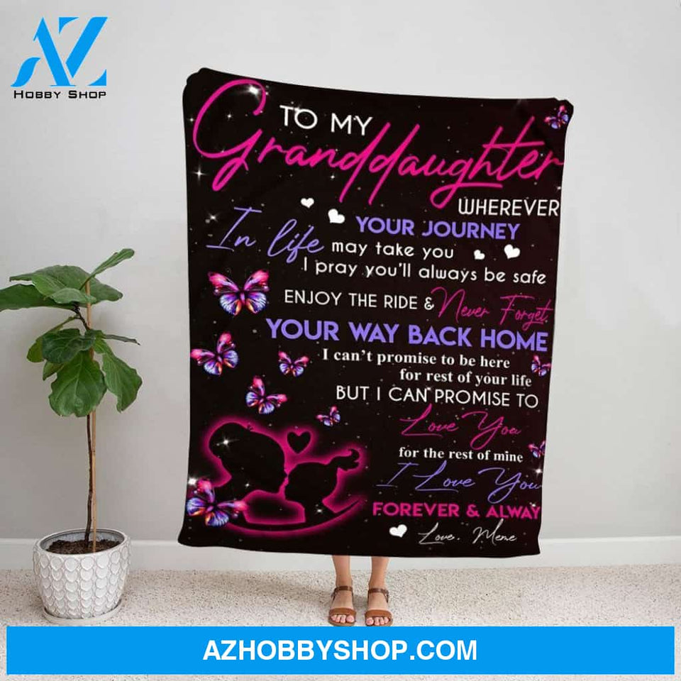 Personalized Blanket, Butterfly Letter To My Granddaughter In Life May Take You I Pray You'Ll Always Be Safe Fleece Blanket