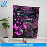 Personalized Blanket, Butterfly Mom Letter To My Daughter Never Forget That I Love You Purple Fleece Blanket