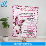 Personalized Blanket, Butterfly Mom Letter To My Daughter You Will Always Be My Baby Girl Pink Fleece Blanket