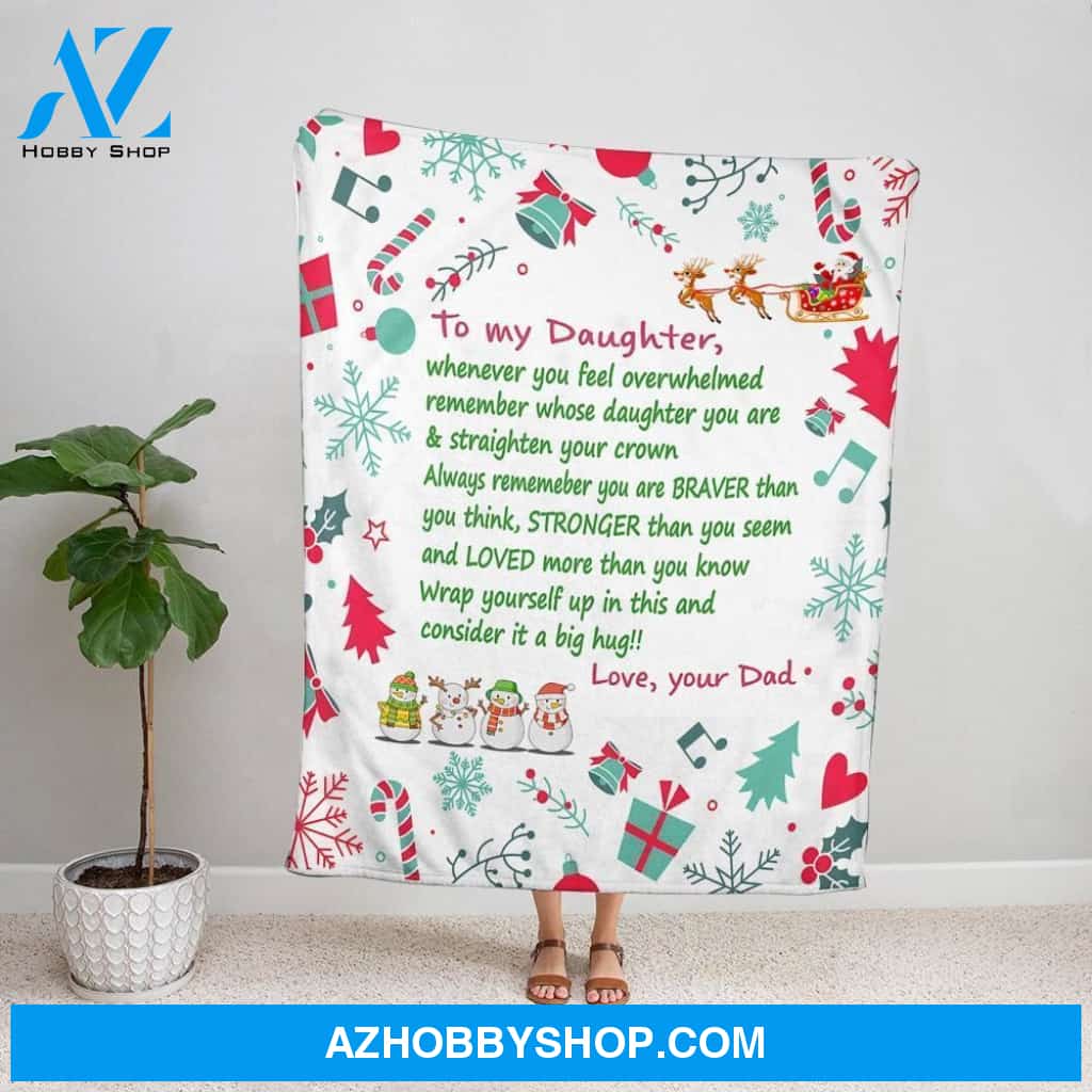 Personalized Blanket, Christmas Snowmies Dad Letter To My Daughter Wrap Yourself Up In This And Consider It A Big Hug Fleece Blanket