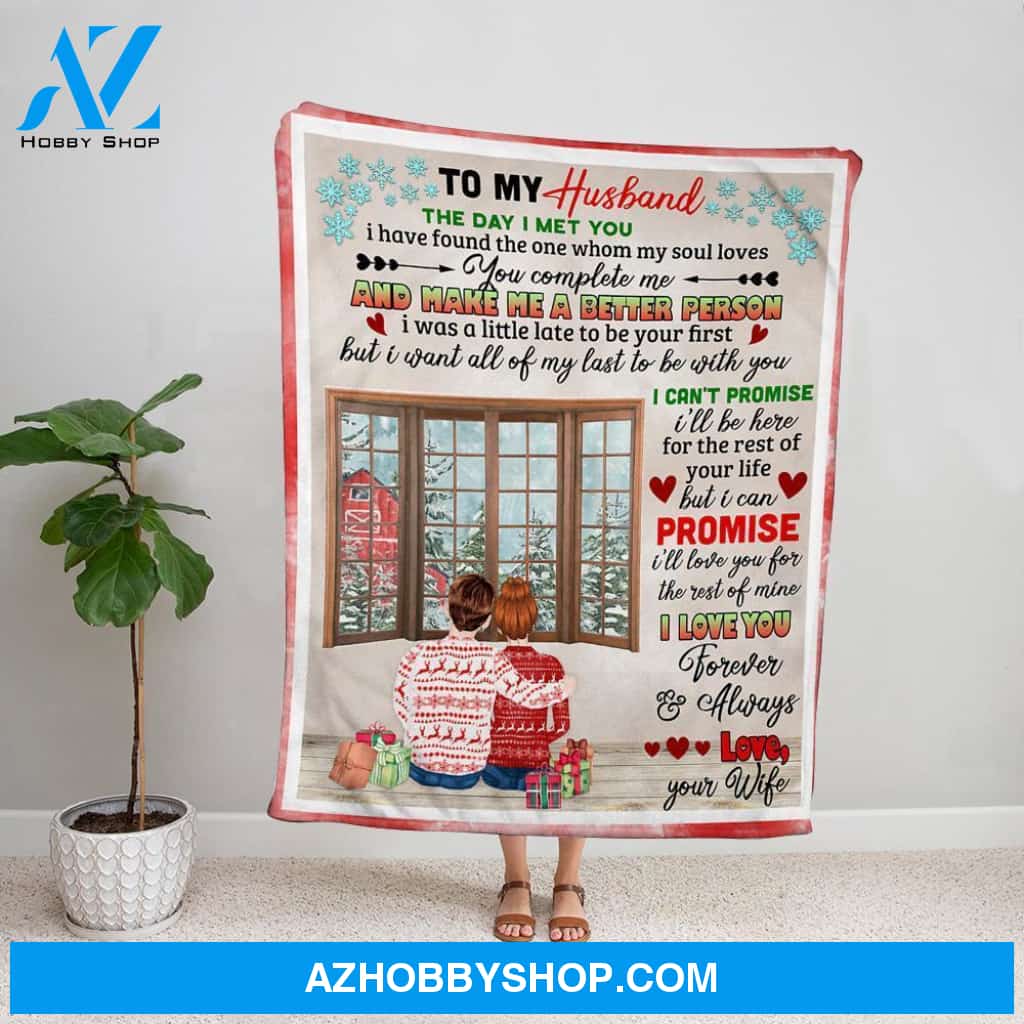 Personalized Blanket, Christmas Wife Letter To My Husband I Love You & Always Fleece Blanket