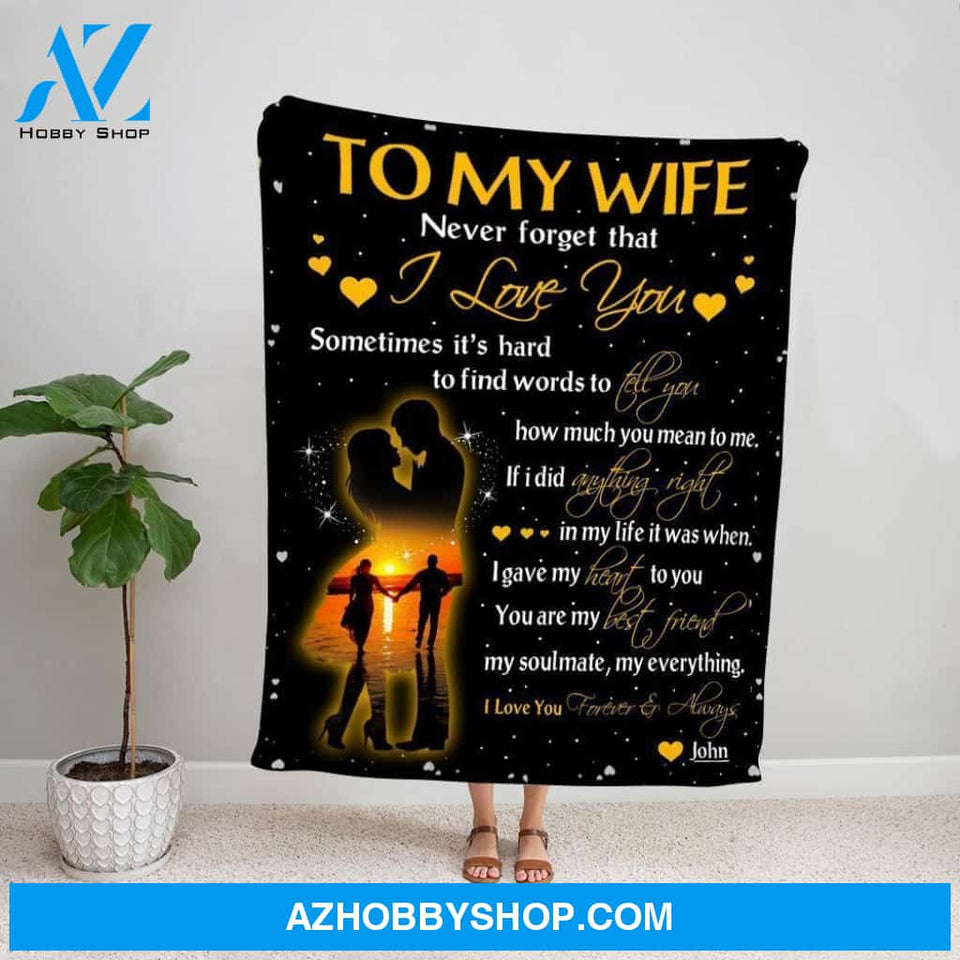 Personalized Blanket, Couple Letter To My Wife Sometimes It'S Hard To Find Words To Tell You Fleece Blanket