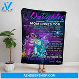 Personalized Blanket, Couple Owl Letter To My Daughter Never Give Up On The Beautiful Dream Purple Butterfly Fleece Blanket