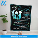 Personalized Blanket, Family Letter To My Grandson To Have A Great Day To Smile More Worry Less Butterfly Fleece Blanket