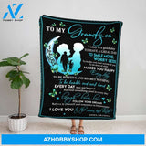 Personalized Blanket, Family Letter To My Grandson To Have A Great Day To Smile More Worry Less Butterfly Fleece Blanket