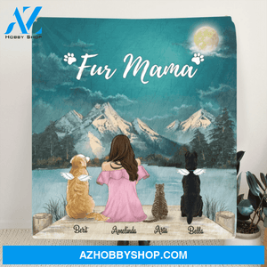 Personalized Blanket Gift Idea For Dog Mom, Cat Mom - Mom and 3 Pets Quilt Blanket - Fur Mama