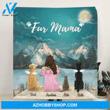 Personalized Blanket Gift Idea For Dog Mom, Cat Mom - Mom and 3 Pets Quilt Blanket - Fur Mama