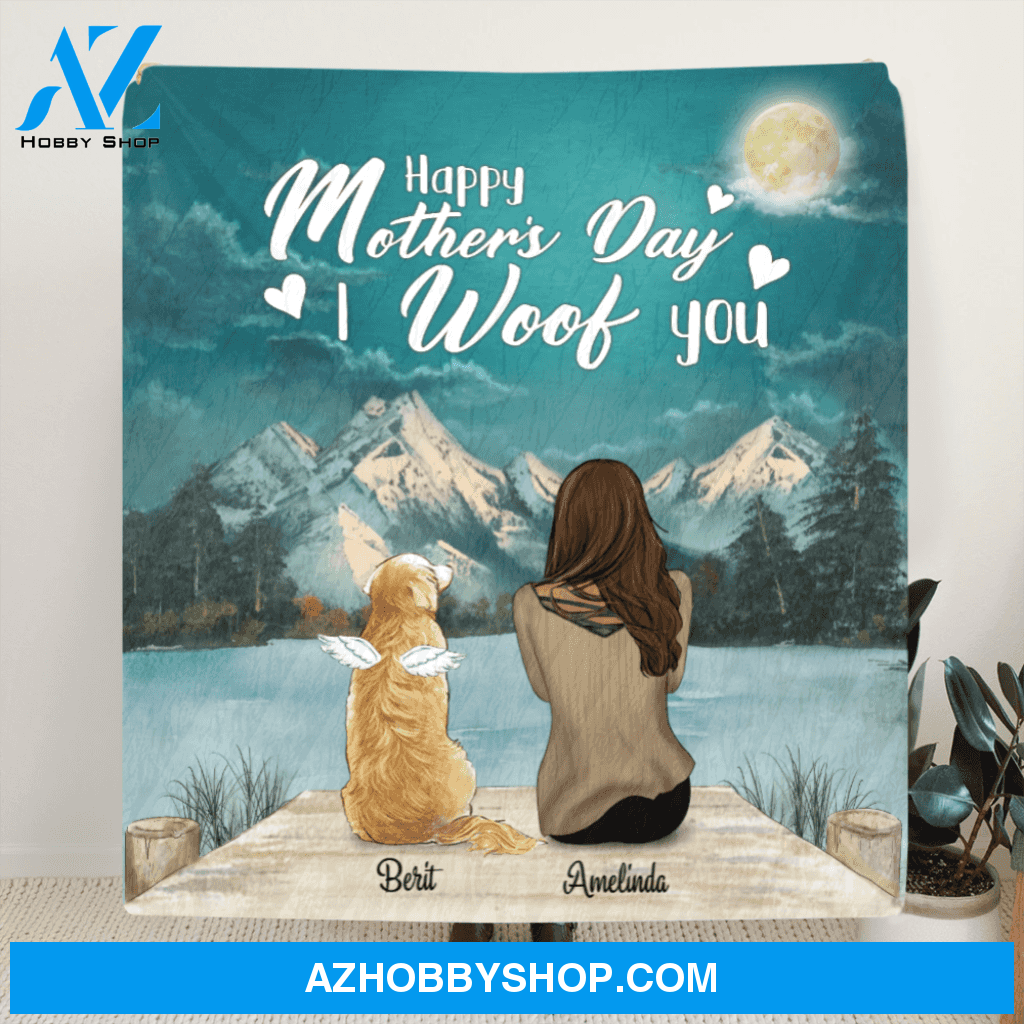 Personalized Blanket Gift Idea For Dog Mom, Cat Mom - Mom and 1 Pet Quilt Blanket - I Woof You