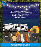 Personalized blanket gift idea for the whole family, dog lovers - Parents with 1 kid & 3 dogs night beach camping quilt blanket - Making memories one campsite at a time