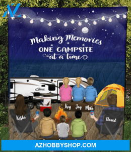Personalized Blanket Gift Idea For The Whole Family - Parents with 5 teens & 1 kid Family Night Beach Camping Quilt Blanket