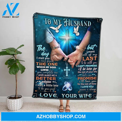 Personalized Blanket, God The Cross Wife Letter To My Husband I Love You Forever & Always Fleece Blanket