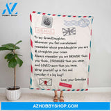 Personalized Blanket, Grandma Letter To My Granddaughter Whenever You Feel Overwhelmed Remember Whose Granddaughter You Are Letter Fleece Blanket