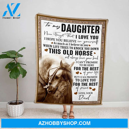 Personalized Blanket, Horse Letter To My Daughter I Can Promise To Love You For The Rest Fleece Blanket