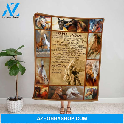 Personalized Blanket, Horse Letter To My Son I Pray You Will Always Be Safe My Little Boy Fleece Blanket