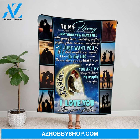 Personalized Blanket, Letter To My Honey You Are My Always & Forever Gift For Wife Fleece Blanket