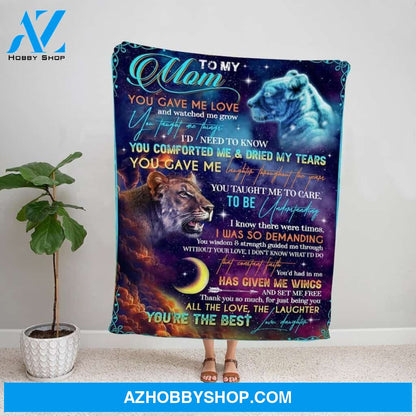 Personalized Blanket, Lion Letter To My Mom You'D Had In Me Has Given Me Wings Fleece Blanket