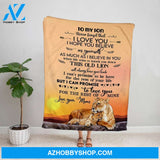 Personalized Blanket, Lion Mom Letter To My Son I Love You Believe In Yourself Family Love Sunset Fleece Blanket