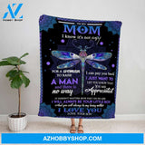 Personalized Blanket, Mandala Dragonfly Son Letter To My Mom You Will Always Be My My Loving Mother Family Fleece Blanket