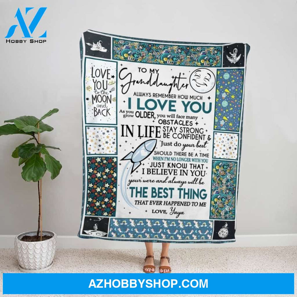 Personalized Blanket, Moon Letter To My Granddaughter When I'M No Longer With You Just Know That Fleece Blanket