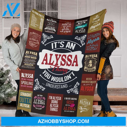 Personalized Blanket, Name Alyssa Premium Fleece Blanket
