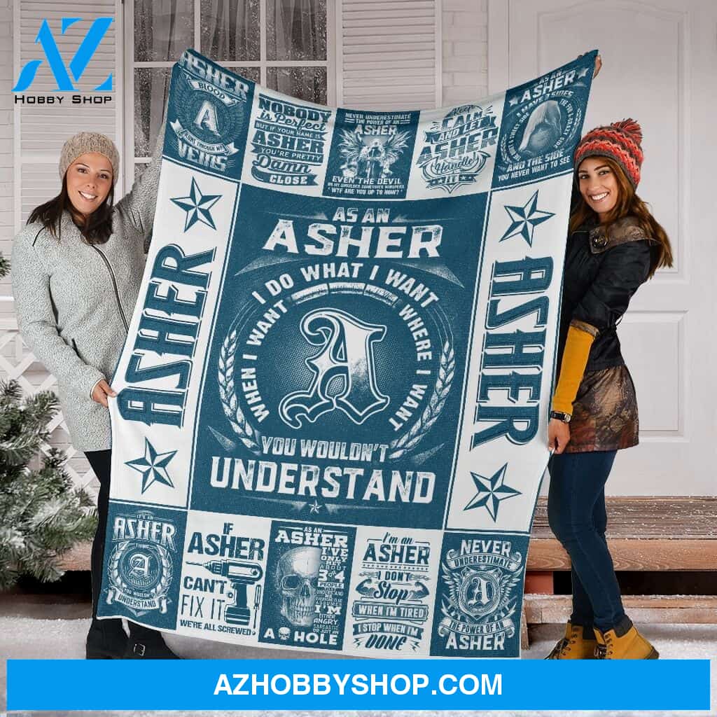 Personalized Blanket, Name Asher Fleece Blanket