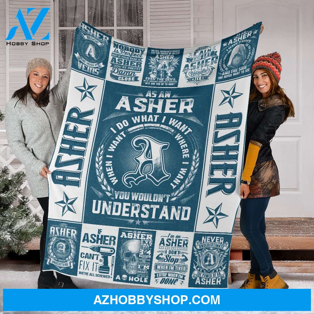 Personalized Blanket, Name Asher Fleece Blanket