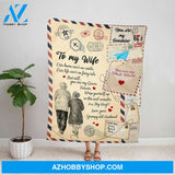 Personalized Blanket, Old Couple Husband Letter To My Wife You Are My Queen Forever Love Air Mail Fleece Blanket