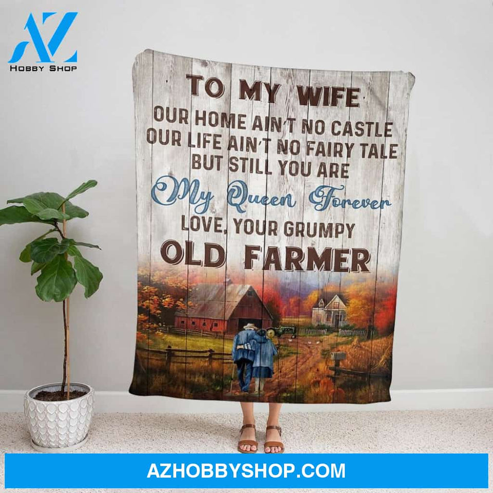 Personalized Blanket, Old Farmer Letter To My Wife You Are My Queen Forever Family Love Soft Fleece Blanket