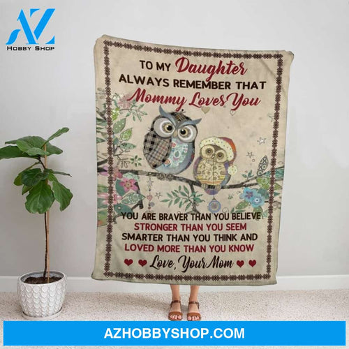 Personalized Blanket, Sewing Owl Mom Letter To My Daughter Always Remember That Mommy Loves You Fleece Blanket