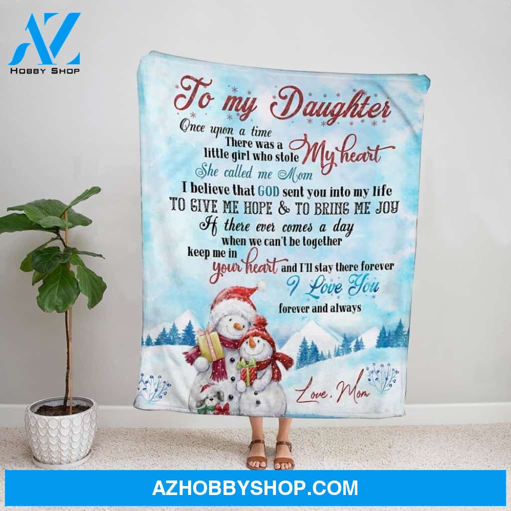 Personalized Blanket, Snowman Letter To My Daughter I Love You Forever And Always Merry Christmas Fleece Blanket