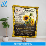 Personalized Blanket, Sunflowers Letter To My Daughter Every Day That You Are Not With Me I Think About You Fleece Blanket