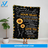 Personalized Blanket, Sunflowers Letter To My Granddaughter I Want You To Believe Deep In Your Heart Fleece Blanket