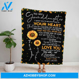Personalized Blanket, Sunflowers Letter To My Granddaughter I Want You To Believe Deep In Your Heart Fleece Blanket