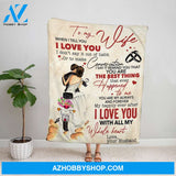 Personalized Blanket, Wedding Couple Husband Letter To My Wife I Love You With All My Whole Heart Fleece Blanket