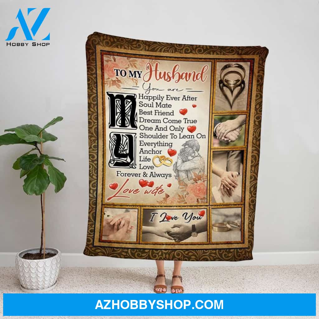 Personalized Blanket, Wedding Couple Wife Letter To My Husband You Are My Happily Ever After Fleece Blanket