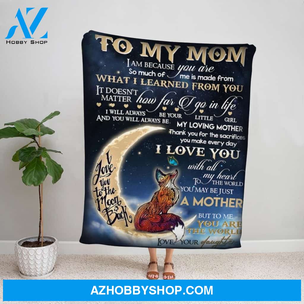 Personalized Blanket, Wolf & Butterfly Letter To My Mom Thank You For The Sacrifices You Make Every Day Fleece Blanket