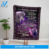 Personalized Blanket, Wolf Dad Letter To My Beautiful Daughter Remember That You Mean The World To Me Purple Fleece Blanket