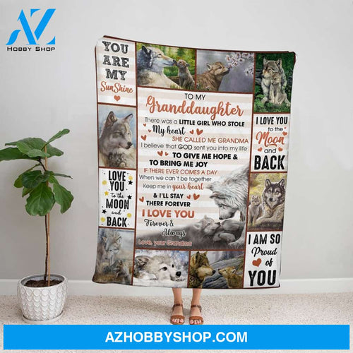 Personalized Blanket, Wolf Grandma Letter To My Granddaughter I Love You Forever & Always My Sunshine Soft Fleece Blanket