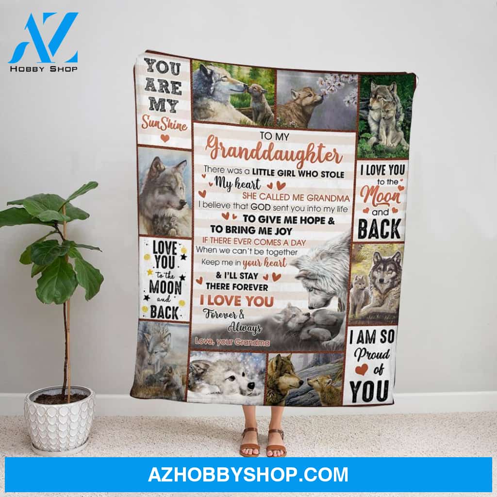 Personalized Blanket, Wolf Grandma Letter To My Granddaughter I Love You Forever & Always My Sunshine Soft Fleece Blanket