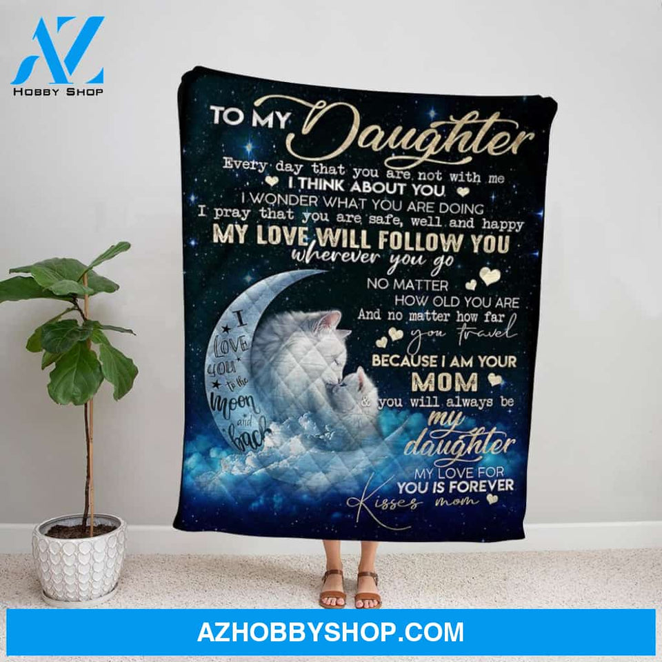 Personalized Blanket, Wolf Letter To My Daughter Every Day That You Are Not With Me I Think About You Fleece Blanket