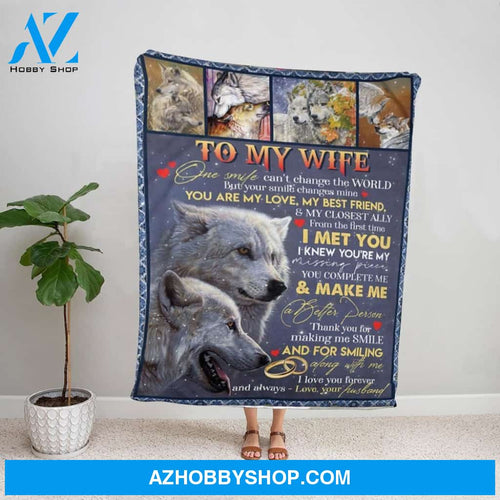 Personalized Blanket, Wolf Letter To My Wife You Are My Love My Best Friend My Closest Ally Fleece Blanket