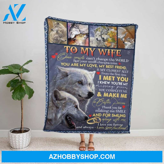 Personalized Blanket, Wolf Letter To My Wife You Are My Love My Best Friend My Closest Ally Fleece Blanket