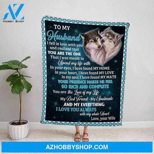 Personalized Blanket, Wolf Wife Letter To My Husband I Love You Always With My Whole Heart Fleece Blanket