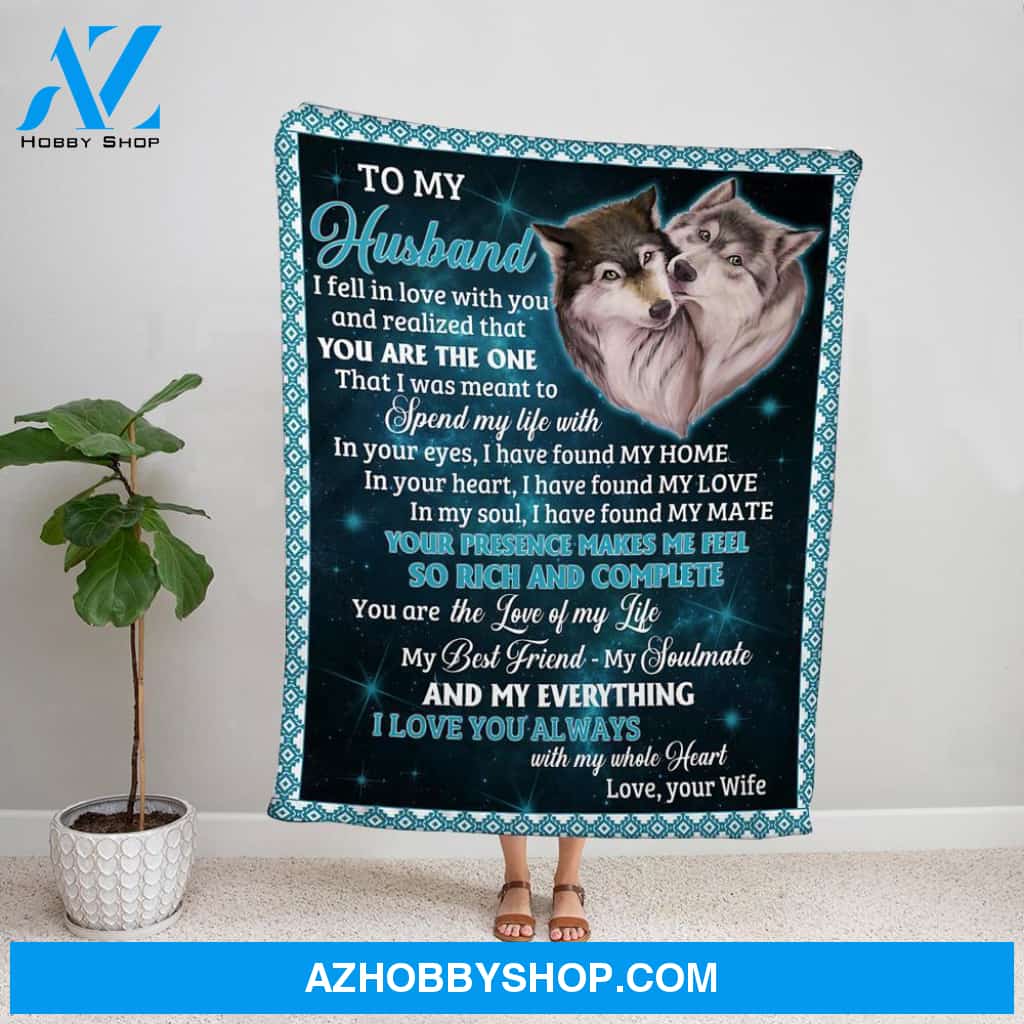 Personalized Blanket, Wolf Wife Letter To My Husband I Love You Always With My Whole Heart Fleece Blanket