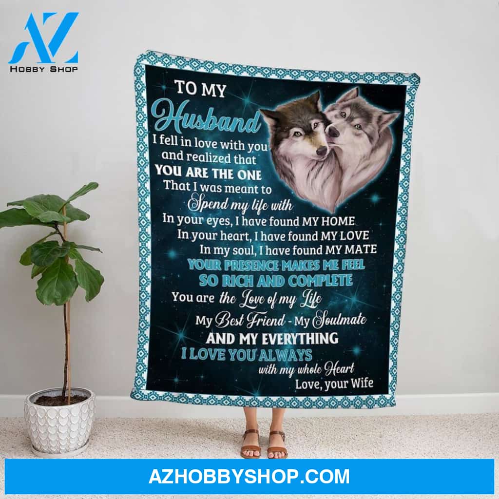 Personalized Blanket, Wolf Wife Letter To My Husband I Love You Always With My Whole Heart Fleece Blanket