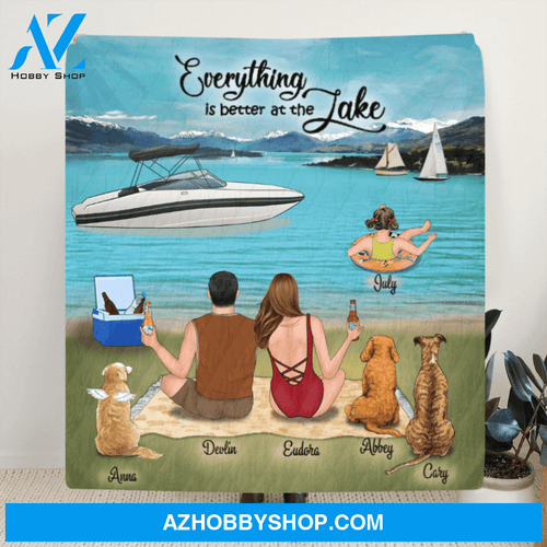 Personalized Boating Quilt Blanket, Gift idea for the whole family - Parents with kids & pets full options - Everything Is Better At The Lake - 33LE0B
