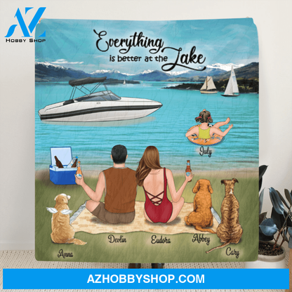 Personalized Boating Quilt Blanket, Gift idea for the whole family - Parents with kids & pets full options - Everything Is Better At The Lake - 33LE0B