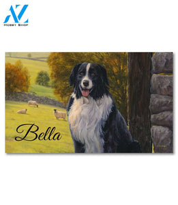 Personalized Border Collie in the Field Doormat - 18" x 30"