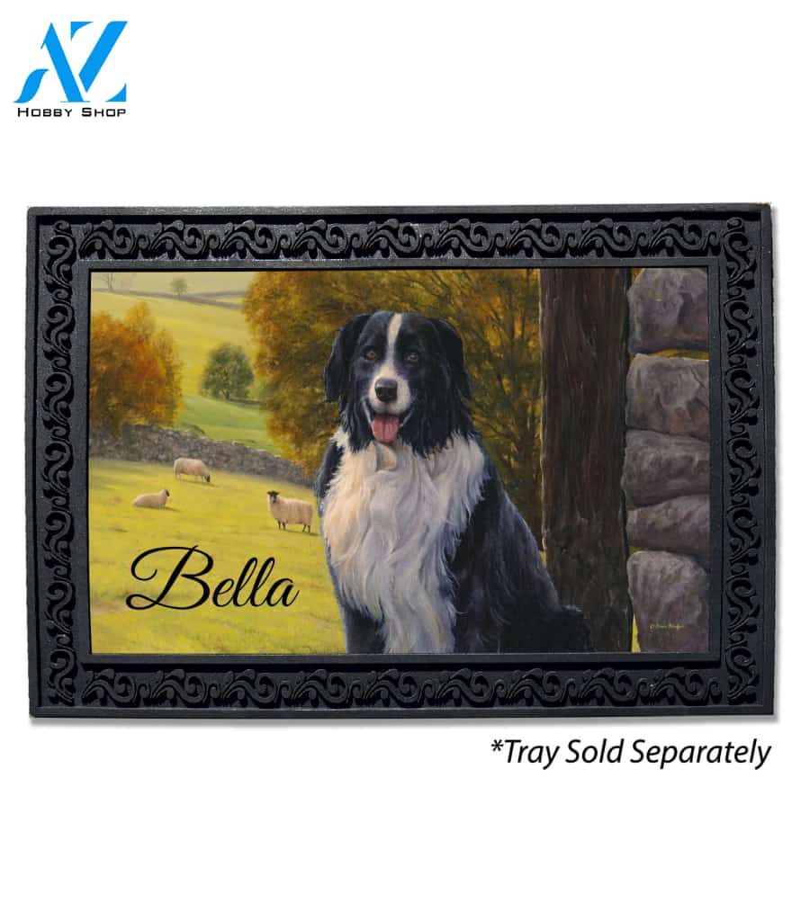 Personalized Border Collie in the Field Doormat - 18" x 30"